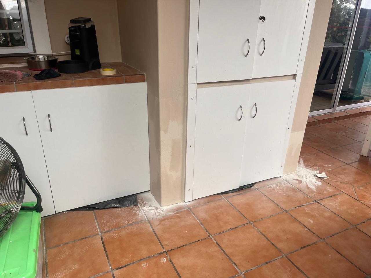 Interior prep in progress — kitchen area