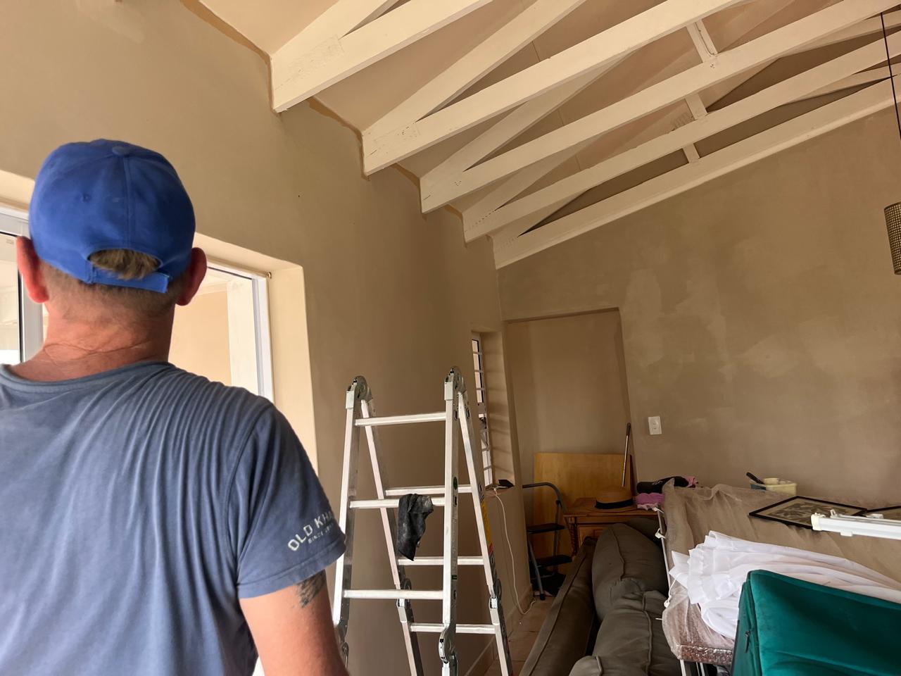 Interior lounge painting in progress