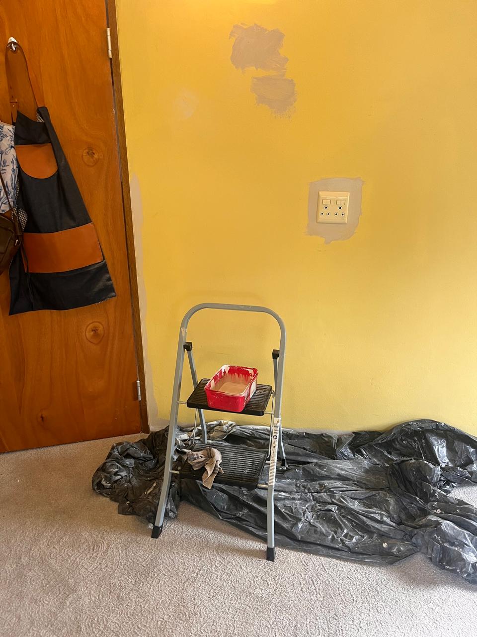 Bedroom wall repairs and surface prep before repaint