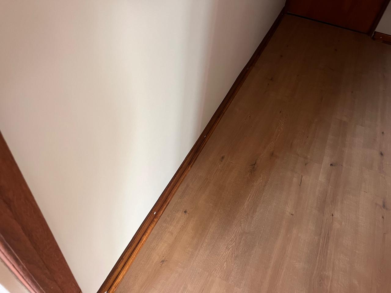Hallway — completed with painted walls and wood-look laminate flooring